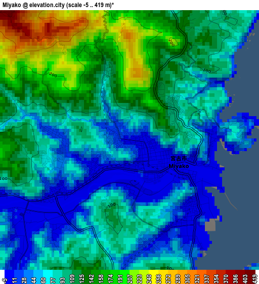 Miyako elevation map