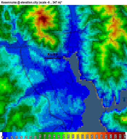 Kesennuma elevation map