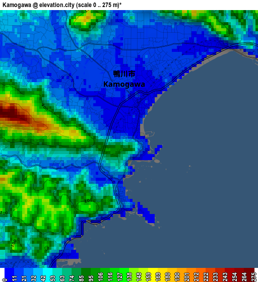 Kamogawa elevation map
