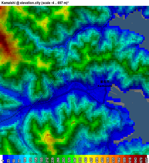 Kamaishi elevation map