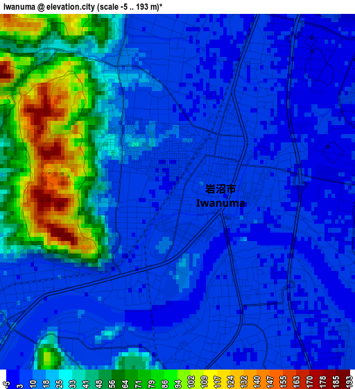 Iwanuma elevation map