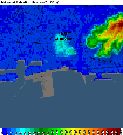 Ishinomaki elevation map