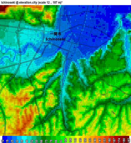 Ichinoseki elevation map