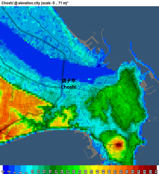 Choshi elevation map