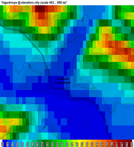 Yagodnoye elevation map