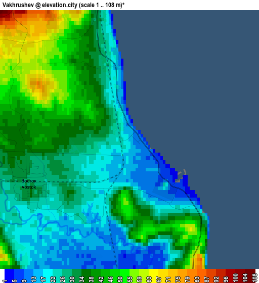 Vakhrushev elevation map