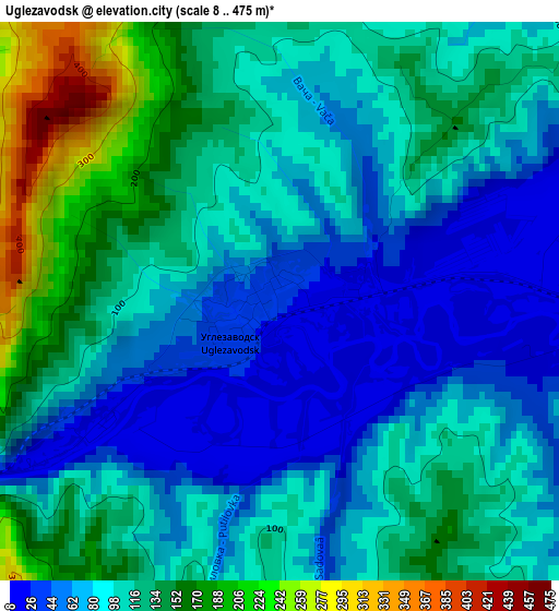 Uglezavodsk elevation map