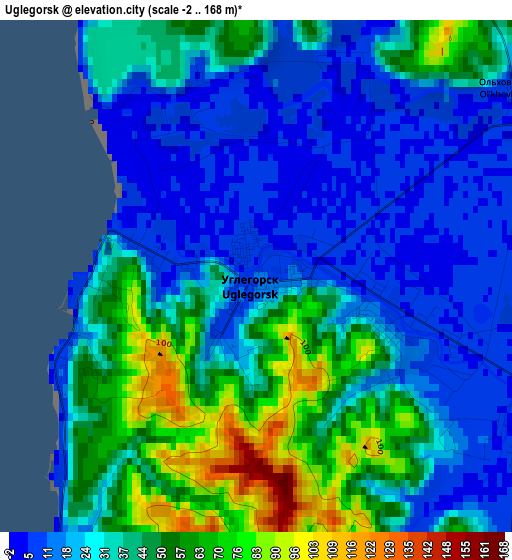 Uglegorsk elevation map