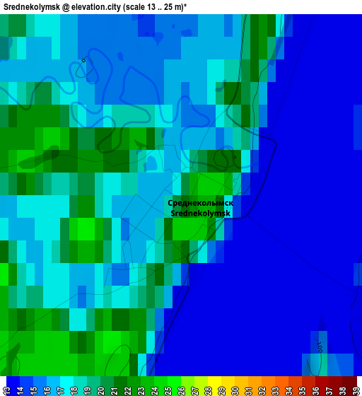 Srednekolymsk elevation map