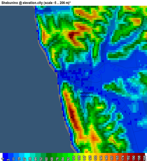 Shebunino elevation map