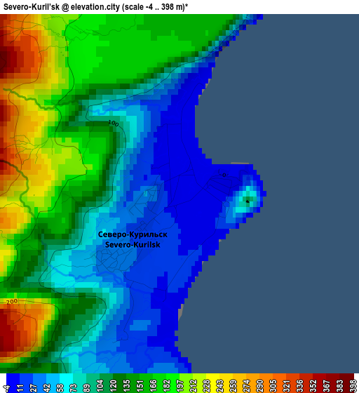 Severo-Kuril’sk elevation map