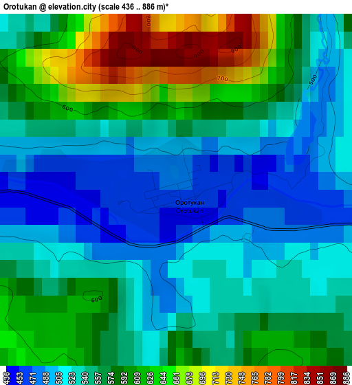 Orotukan elevation map