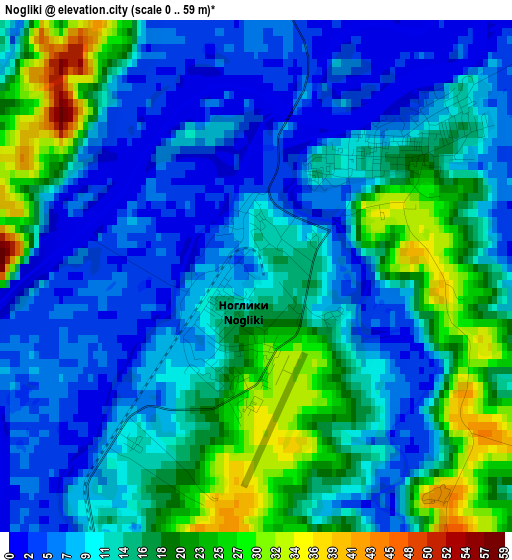 Nogliki elevation map