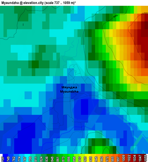 Myaundzha elevation map