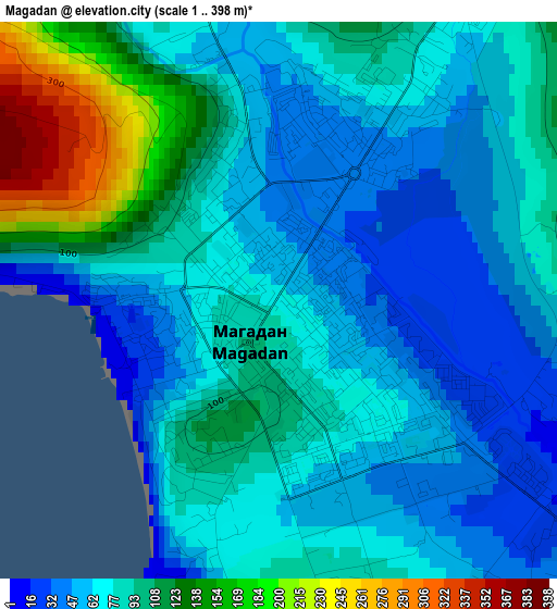 Magadan elevation map