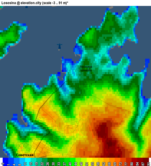 Lososina elevation map