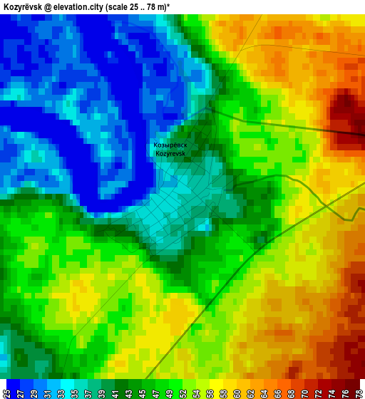 Kozyrëvsk elevation map