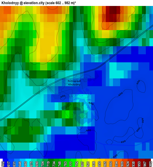 Kholodnyy elevation map