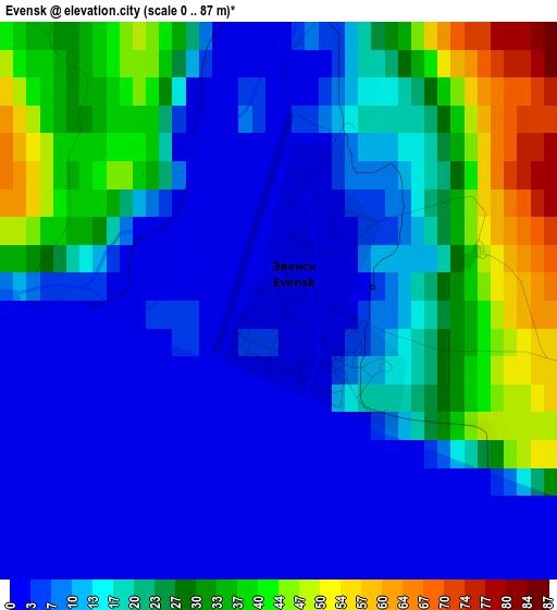 Evensk elevation map