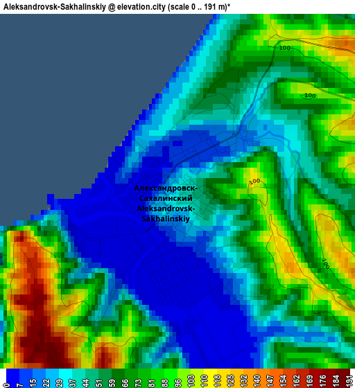 Aleksandrovsk-Sakhalinskiy elevation map