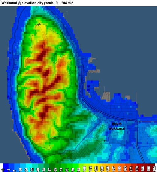 Wakkanai elevation map