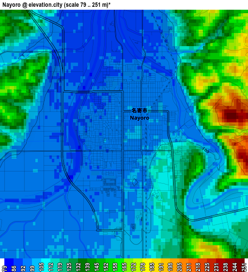 Nayoro elevation map