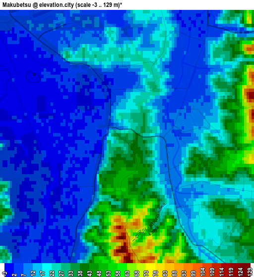 Makubetsu elevation map