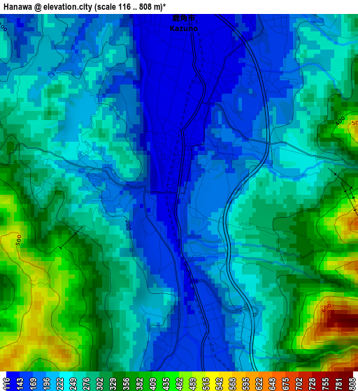 Hanawa elevation map