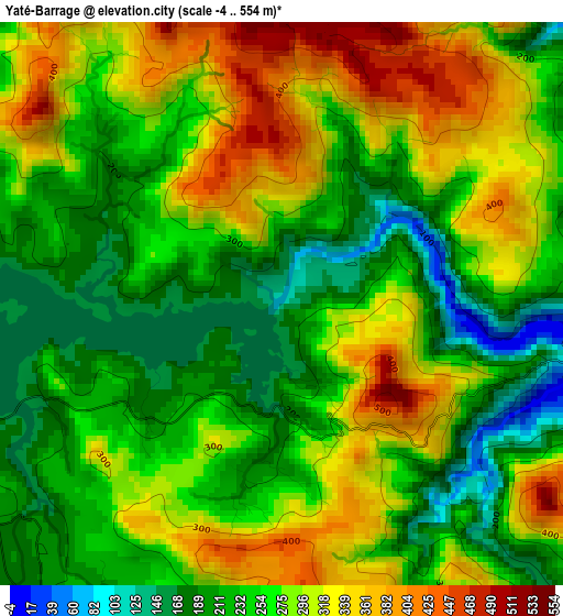 Yaté-Barrage elevation map