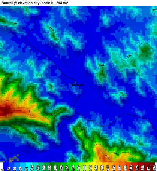 Bourail elevation map