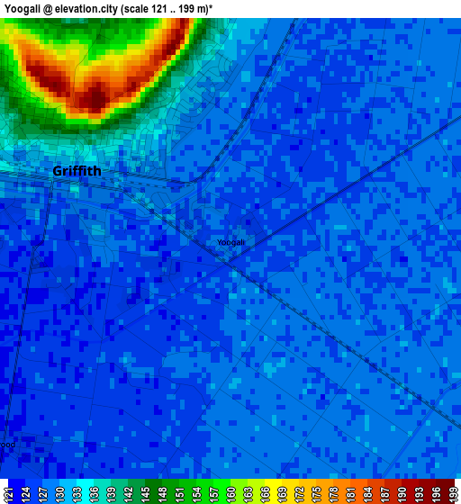 Yoogali elevation map