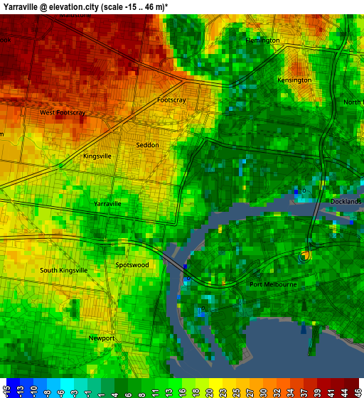 Yarraville elevation map