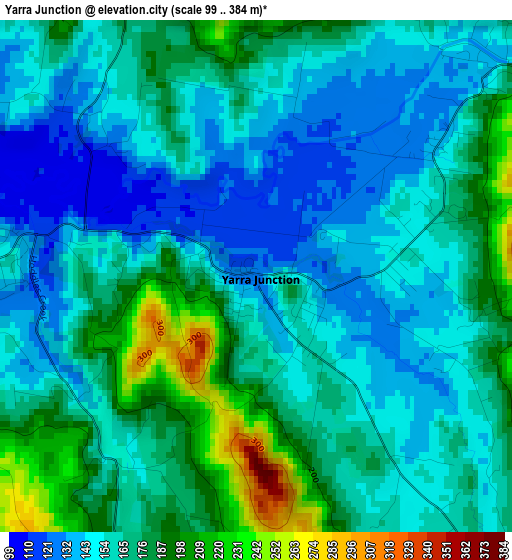 Yarra Junction elevation map