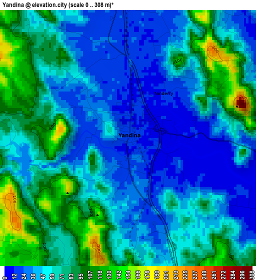 Yandina elevation map