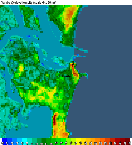 Yamba elevation map