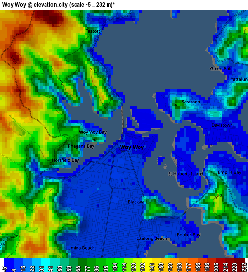 Woy Woy elevation map