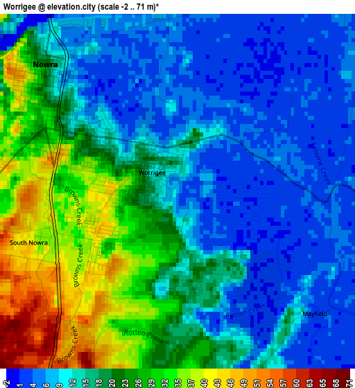 Worrigee elevation map