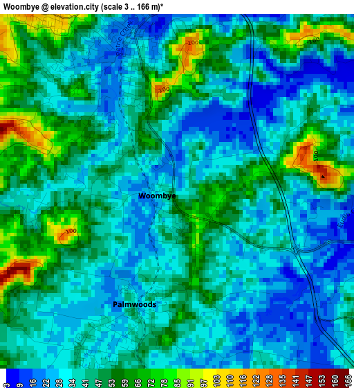 Woombye elevation map