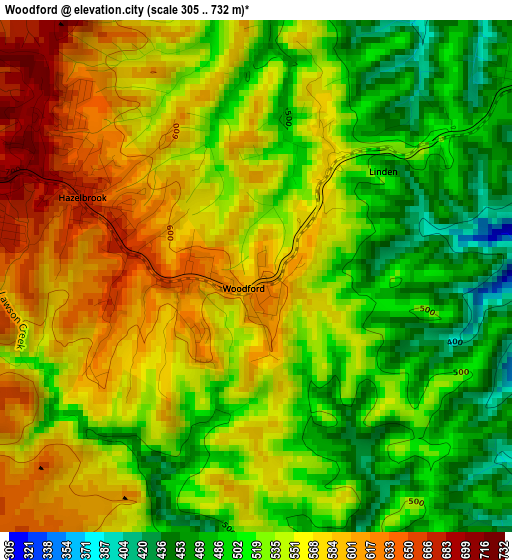 Woodford elevation map