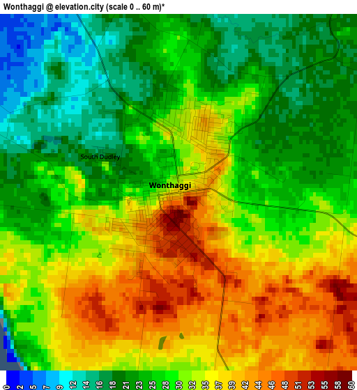 Wonthaggi elevation map