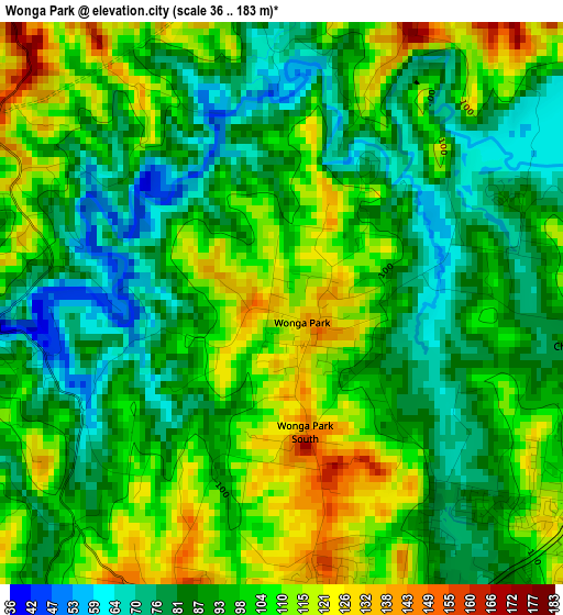 Wonga Park elevation map