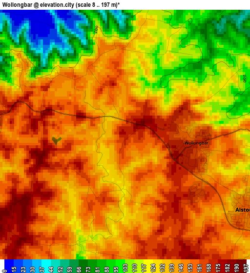 Wollongbar elevation map