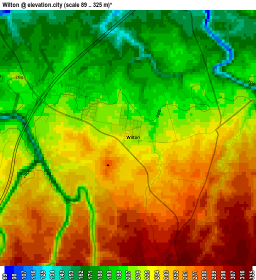 Wilton elevation map