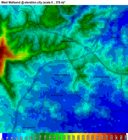 West Wallsend elevation map