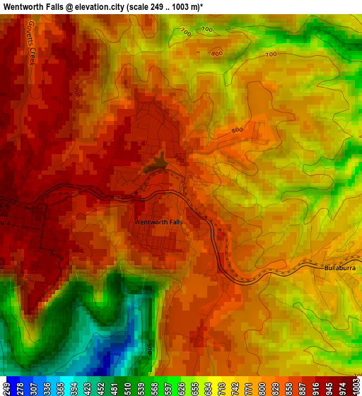 Wentworth Falls elevation map