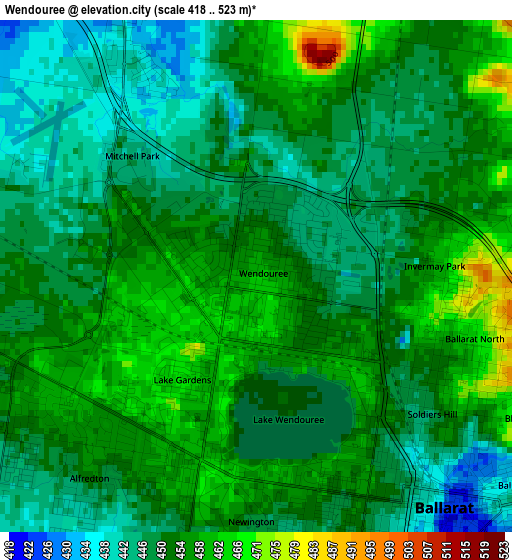 Wendouree elevation map