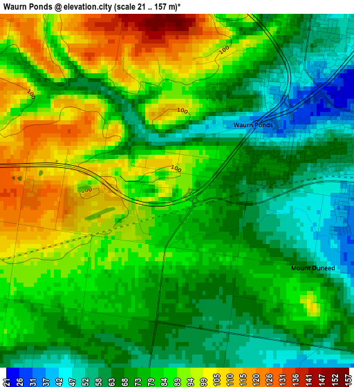 Waurn Ponds elevation map