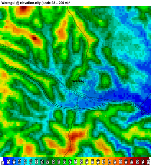 Warragul elevation map