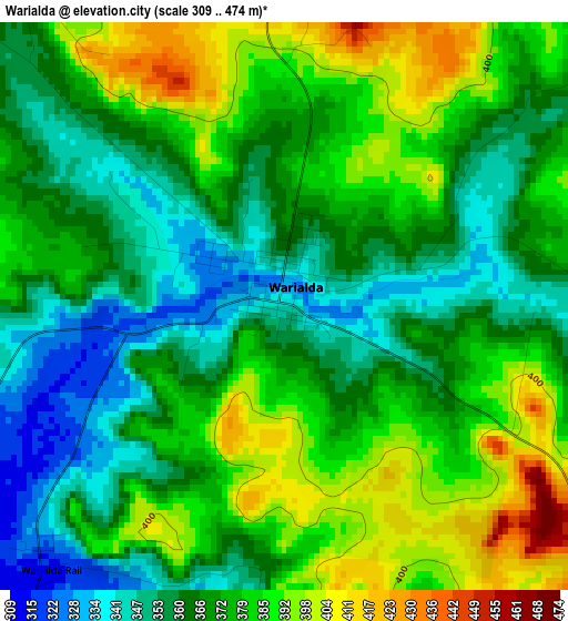 Warialda elevation map