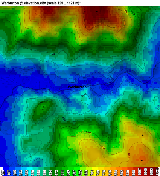 Warburton elevation map